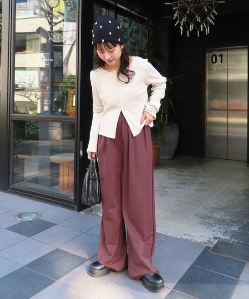 パンツ k__e AMBIDEX Store キュプラシワサテン ワイドパンツ(F クロ): iki