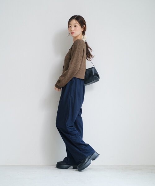 C Kastane パンツ セール】【3サイズ展開/低身長サイズ】デニムタックワイドパンツ