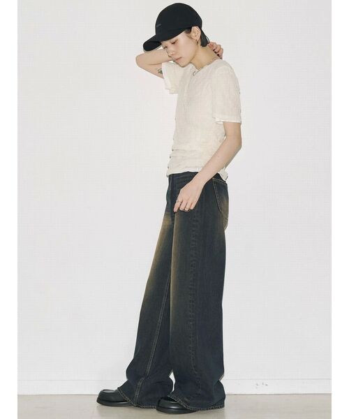 VEQUM（VEQUM）の「【VEQUM】RIM WIDE JEANS（デニムパンツ・レディース・インディゴブルー/ブラウン・24/25/26）」の20枚目の写真