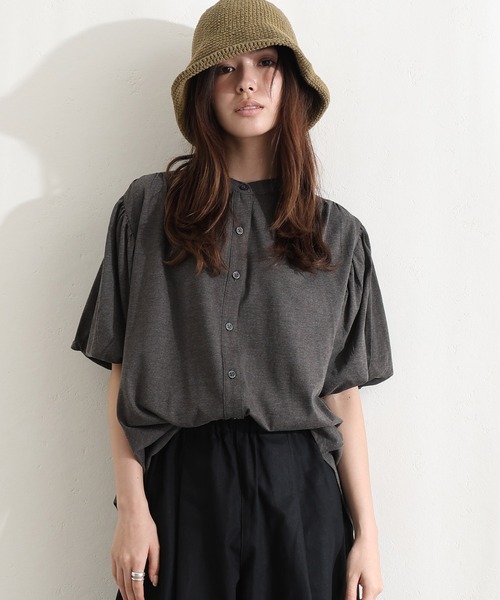 ElegChic(エレグシック)の「ブラウス風パフスリーブカットソー(Tシャツ/カットソー・レディース・オフホワイト/ミント/ブラック/ベージュ/チャコールグレー・XL/4L/M)」の3枚目の写真