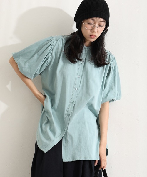 ElegChic(エレグシック)の「ブラウス風パフスリーブカットソー(Tシャツ/カットソー・レディース・オフホワイト/ミント/ブラック/ベージュ/チャコールグレー・XL/4L/M)」の5枚目の写真