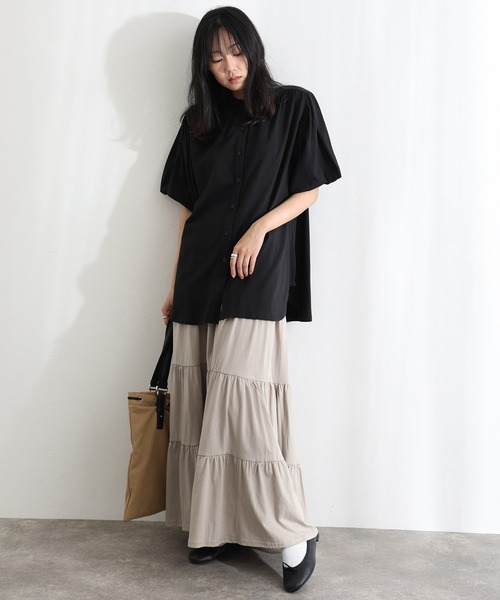 ElegChic(エレグシック)の「ブラウス風パフスリーブカットソー(Tシャツ/カットソー・レディース・オフホワイト/ミント/ブラック/ベージュ/チャコールグレー・XL/4L/M)」の9枚目の写真