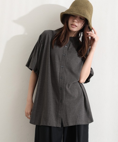 ElegChic(エレグシック)の「ブラウス風パフスリーブカットソー(Tシャツ/カットソー・レディース・オフホワイト/ミント/ブラック/ベージュ/チャコールグレー・XL/4L/M)」の13枚目の写真