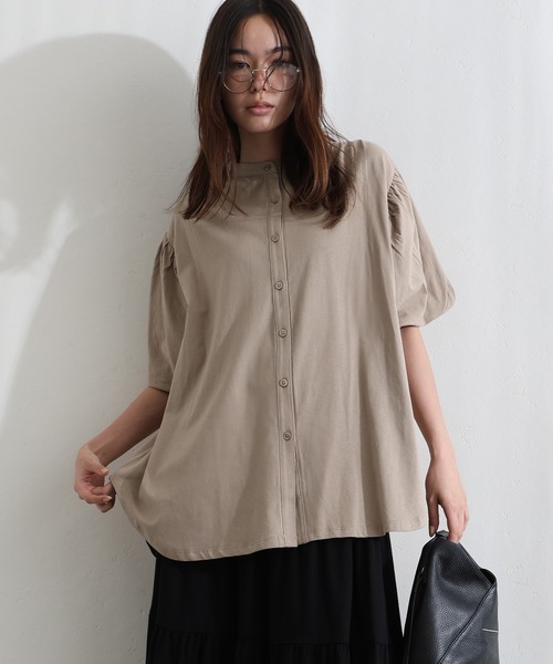 ElegChic(エレグシック)の「ブラウス風パフスリーブカットソー(Tシャツ/カットソー・レディース・オフホワイト/ミント/ブラック/ベージュ/チャコールグレー・XL/4L/M)」の15枚目の写真