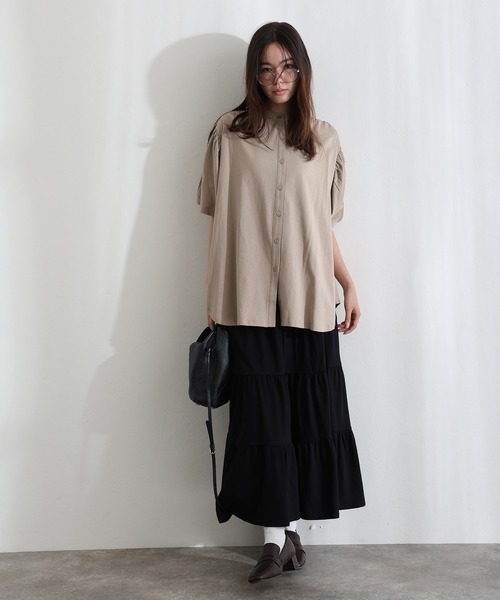 ElegChic(エレグシック)の「ブラウス風パフスリーブカットソー(Tシャツ/カットソー・レディース・オフホワイト/ミント/ブラック/ベージュ/チャコールグレー・XL/4L/M)」の17枚目の写真