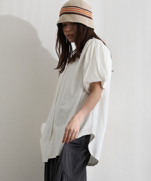 ElegChic(エレグシック)の「ブラウス風パフスリーブカットソー(Tシャツ/カットソー・レディース・オフホワイト/ミント/ブラック/ベージュ/チャコールグレー・XL/4L/M)」の19枚目の写真