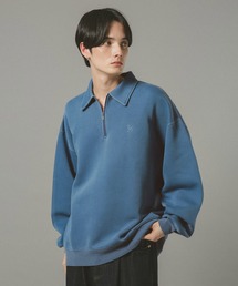 PIGMENT HALF ZIP SWEATSHIRT / ピグメント加工ダンボールハーフジップスウェット
