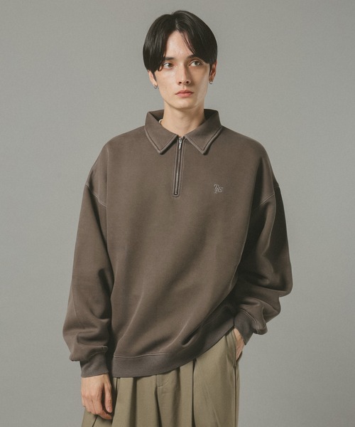 RAGEBLUE（レイジブルー）の「PIGMENT HALF ZIP SWEATSHIRT / ピグメント加工ダンボールハーフジップスウェット（スウェット・メンズ・ホワイト/ブルー/ブラウン/グレー/ブルー系その他・MEDIUM/LARGE）」の4枚目の写真