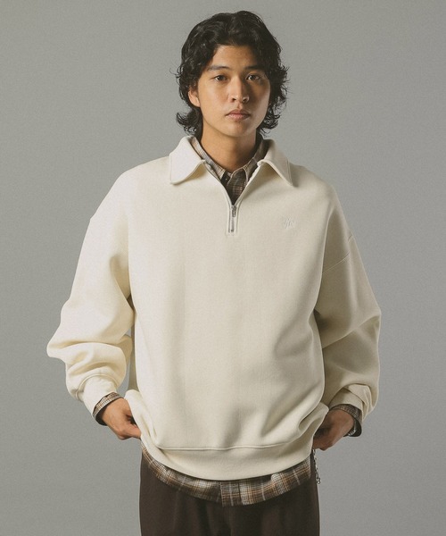 RAGEBLUE（レイジブルー）の「PIGMENT HALF ZIP SWEATSHIRT / ピグメント加工ダンボールハーフジップスウェット（スウェット・メンズ・ホワイト/ブルー/ブラウン/グレー/ブルー系その他・MEDIUM/LARGE）」の9枚目の写真