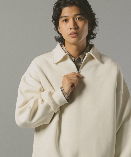 RAGEBLUE（レイジブルー）の「PIGMENT HALF ZIP SWEATSHIRT / ピグメント加工ダンボールハーフジップスウェット（スウェット・メンズ・ホワイト/ブルー/ブラウン/グレー/ブルー系その他・MEDIUM/LARGE）」の11枚目の写真