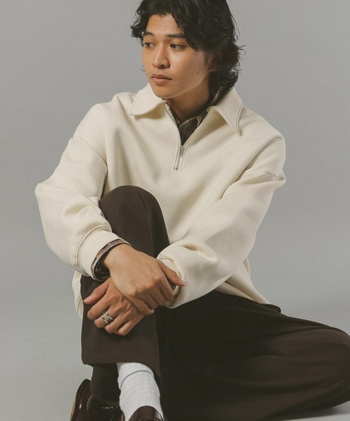 RAGEBLUE（レイジブルー）の「PIGMENT HALF ZIP SWEATSHIRT / ピグメント加工ダンボールハーフジップスウェット（スウェット・メンズ・ホワイト/ブルー/ブラウン/グレー/ブルー系その他・MEDIUM/LARGE）」の12枚目の写真