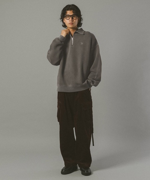 RAGEBLUE（レイジブルー）の「PIGMENT HALF ZIP SWEATSHIRT / ピグメント加工ダンボールハーフジップスウェット（スウェット・メンズ・ホワイト/ブルー/ブラウン/グレー/ブルー系その他・MEDIUM/LARGE）」の13枚目の写真
