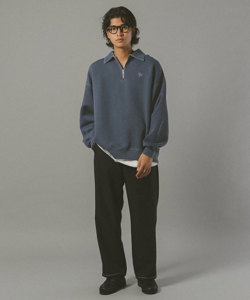 セール】PIGMENT HALF ZIP SWEATSHIRT / ピグメント加工ダンボール