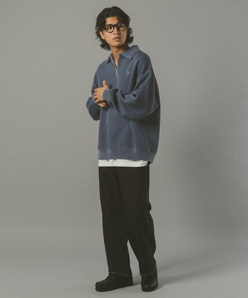セール】PIGMENT HALF ZIP SWEATSHIRT / ピグメント加工ダンボール