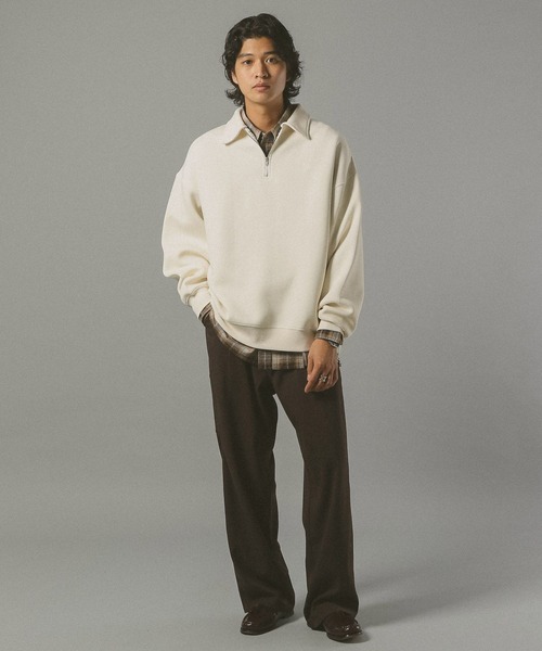 RAGEBLUE（レイジブルー）の「PIGMENT HALF ZIP SWEATSHIRT / ピグメント加工ダンボールハーフジップスウェット（スウェット・メンズ・ホワイト/ブルー/ブラウン/グレー/ブルー系その他・MEDIUM/LARGE）」の6枚目の写真