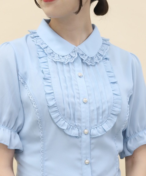 axes femme POETIQUE(アクシーズファムポエティック)の「バックレースアップロングブラウス(シャツ/ブラウス・レディース・サックスブルー/ブラック/ホワイト・MEDIUM)」の12枚目の写真