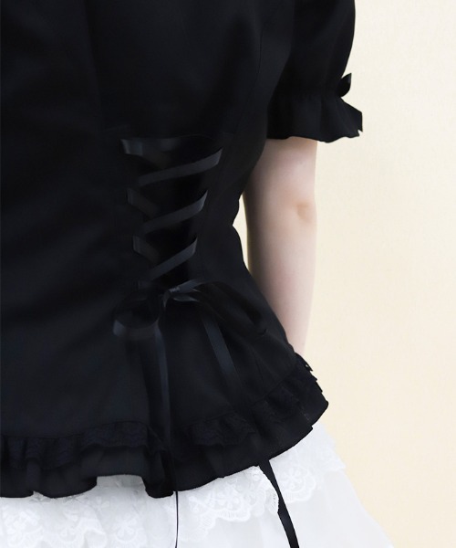 axes femme POETIQUE(アクシーズファムポエティック)の「バックレースアップロングブラウス(シャツ/ブラウス・レディース・サックスブルー/ブラック/ホワイト・MEDIUM)」の15枚目の写真