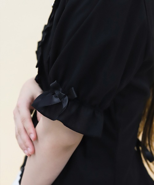 axes femme POETIQUE(アクシーズファムポエティック)の「バックレースアップロングブラウス(シャツ/ブラウス・レディース・サックスブルー/ブラック/ホワイト・MEDIUM)」の16枚目の写真