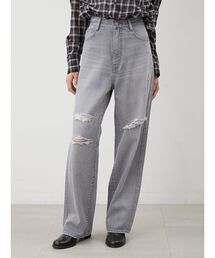グレー ダメージ加工 デニムパンツ ダメージ加工 グレー デニムパンツ EUR 38 - メルカリ