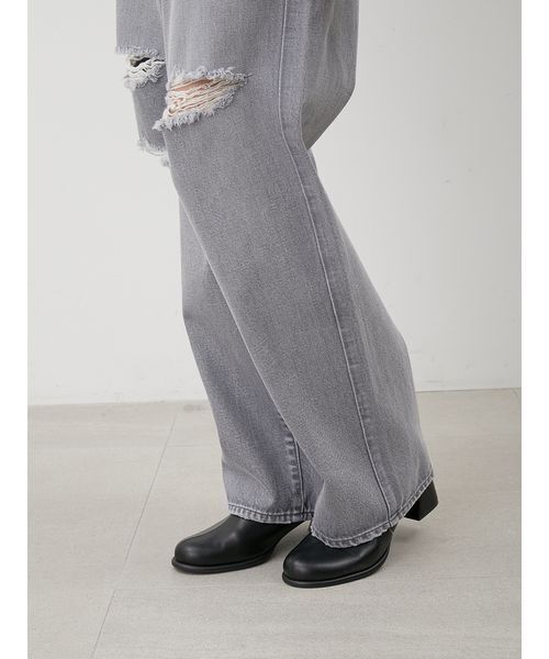 Mila Owen（ミラオーウェン）の「ダメージ加工ルーズストレートデニムパンツ（デニムパンツ・レディース・グレー/ブルー/ライトブルー・0/1/00）」の16枚目の写真
