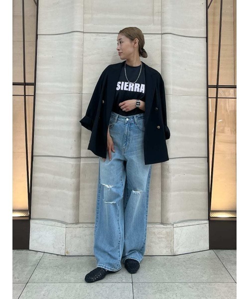 Mila Owen（ミラオーウェン）の「ダメージ加工ルーズストレートデニムパンツ（デニムパンツ・レディース・グレー/ブルー/ライトブルー・0/1/00）」の10枚目の写真