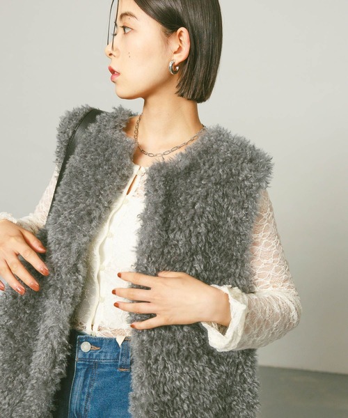 BAYFLOW(ベイフロー)の「ファーベスト(ベスト・レディース・チャコール/ブラウン/グレイッシュベージュ・MEDIUM/SMALL)」の20枚目の写真