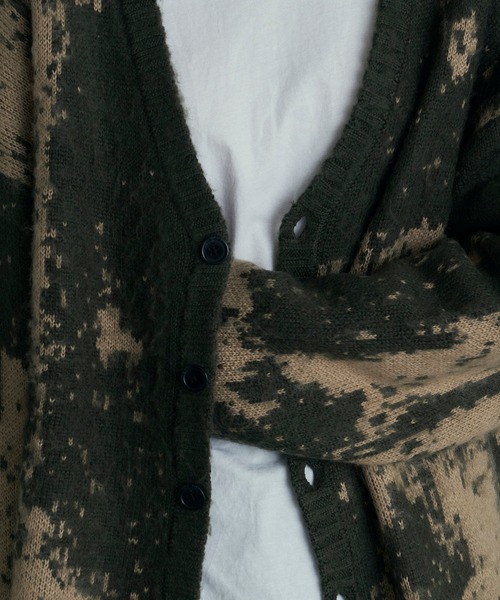 Revo.（レボ）の「Revo. モヘアタッチ グランジパターン 総柄ジャガード ルーズカーディガン（カーディガン/ボレロ・メンズ・カーキ/ブラック/ブルー・2/1）」の21枚目の写真
