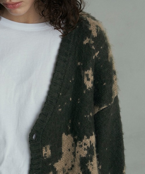 Revo.（レボ）の「Revo. モヘアタッチ グランジパターン 総柄ジャガード ルーズカーディガン（カーディガン/ボレロ・メンズ・カーキ/ブラック/ブルー・2/1）」の19枚目の写真