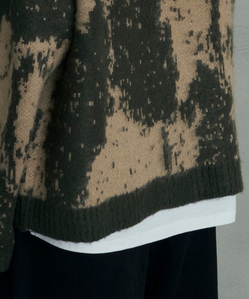 Revo.（レボ）の「Revo. モヘアタッチ グランジパターン 総柄ジャガード ルーズカーディガン（カーディガン/ボレロ・メンズ・カーキ/ブラック/ブルー・2/1）」の22枚目の写真