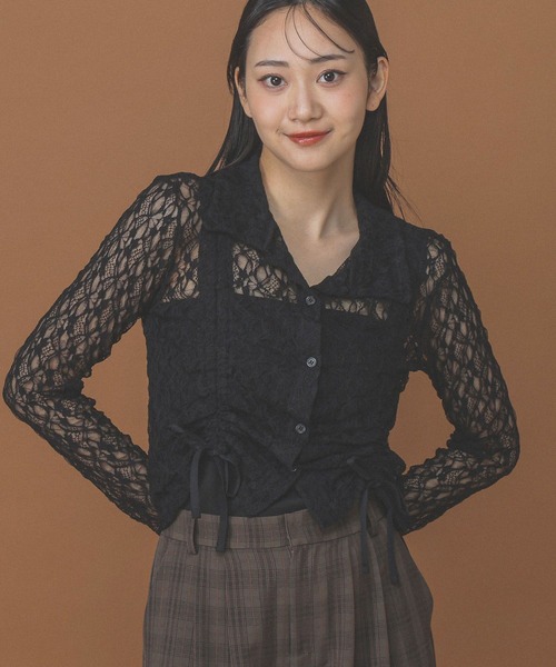 3.3 Field Trip (3.3フィールドトリップ)の「3.3 Field Trip/レースギャザーシャツ(シャツ/ブラウス・レディース・オフホワイト/ブラック・FREE)」の6枚目の写真