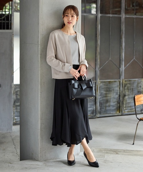 Honeys（ハニーズ）の「スカラップトップス（Tシャツ/カットソー・レディース・ブラウン/ホワイト×ブラック/アイボリー/ピンク/ブラック/レッド・L/3L/S/M/LL）」の20枚目の写真