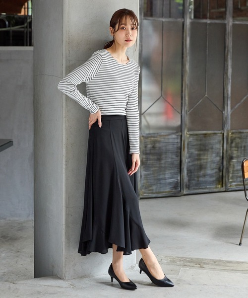 Honeys（ハニーズ）の「スカラップトップス（Tシャツ/カットソー・レディース・ブラウン/ホワイト×ブラック/アイボリー/ピンク/ブラック/レッド・L/3L/S/M/LL）」の22枚目の写真