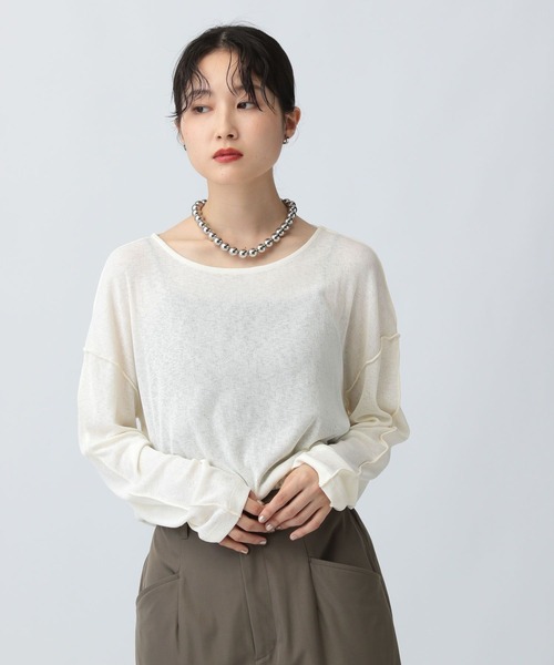 LEPSIM（レプシィム）の「アウトリンキングシアープルオーバー　582453（Tシャツ/カットソー・レディース・オフホワイト/ブラウン/チャコールグレー・FREE）」の5枚目の写真