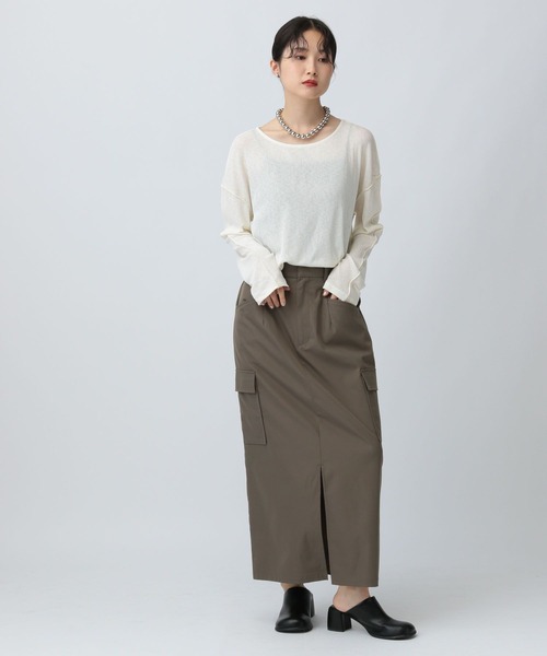 LEPSIM（レプシィム）の「アウトリンキングシアープルオーバー　582453（Tシャツ/カットソー・レディース・オフホワイト/ブラウン/チャコールグレー・FREE）」の6枚目の写真