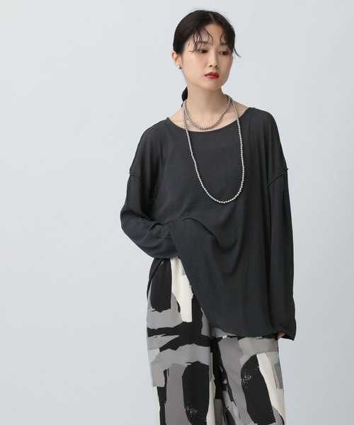 LEPSIM（レプシィム）の「アウトリンキングシアープルオーバー　582453（Tシャツ/カットソー・レディース・オフホワイト/ブラウン/チャコールグレー・FREE）」の8枚目の写真