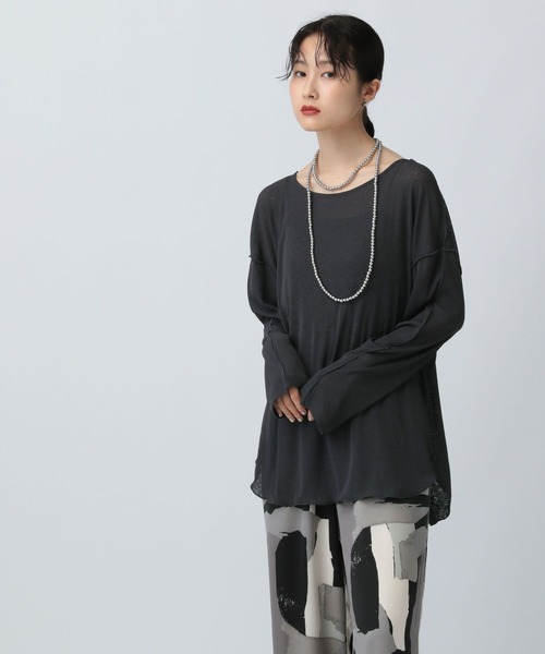 LEPSIM（レプシィム）の「アウトリンキングシアープルオーバー　582453（Tシャツ/カットソー・レディース・オフホワイト/ブラウン/チャコールグレー・FREE）」の9枚目の写真