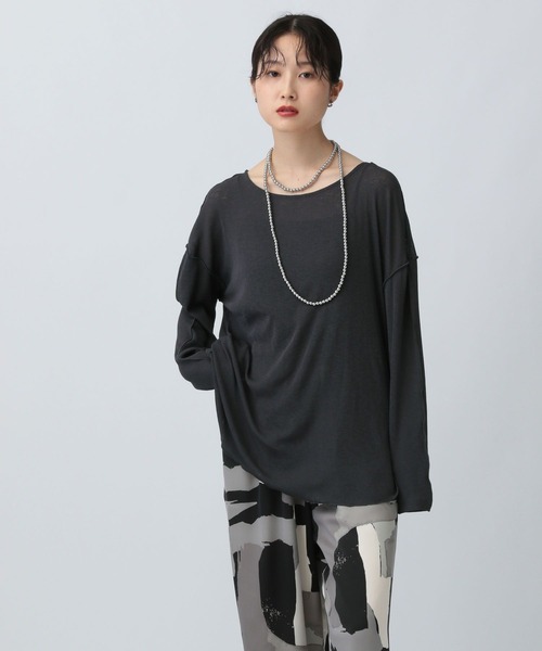 LEPSIM（レプシィム）の「アウトリンキングシアープルオーバー　582453（Tシャツ/カットソー・レディース・オフホワイト/ブラウン/チャコールグレー・FREE）」の10枚目の写真