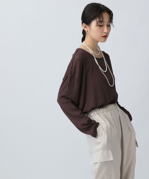 LEPSIM（レプシィム）の「アウトリンキングシアープルオーバー　582453（Tシャツ/カットソー・レディース・オフホワイト/ブラウン/チャコールグレー・FREE）」の15枚目の写真