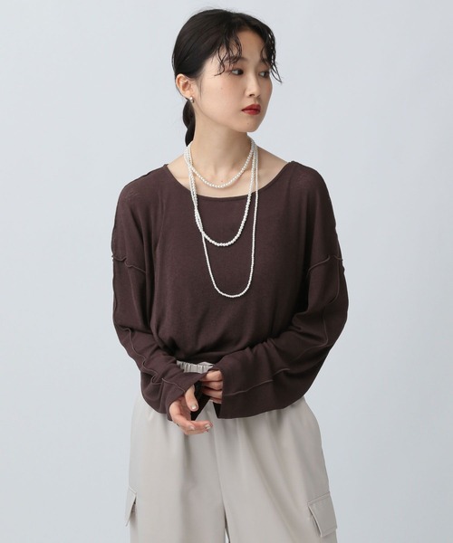 LEPSIM（レプシィム）の「アウトリンキングシアープルオーバー　582453（Tシャツ/カットソー・レディース・オフホワイト/ブラウン/チャコールグレー・FREE）」の16枚目の写真