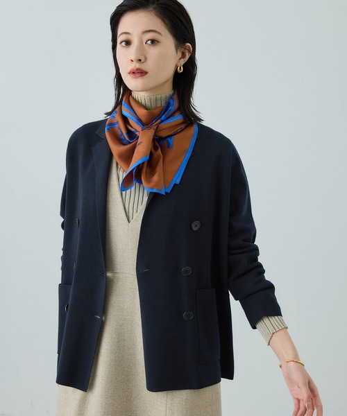 セール】ミラノリブ ニットダブルジャケット/イージーケア（テーラード