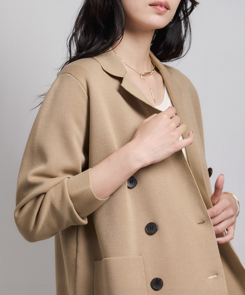 セール】ミラノリブ ニットダブルジャケット/イージーケア（テーラード