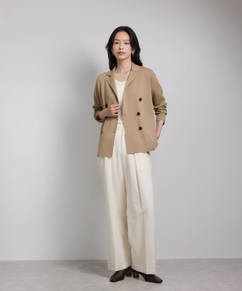 ミラノリブ ニットダブルジャケット/イージーケア（テーラード