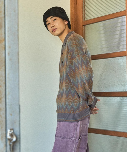 niko and...（ニコアンド）の「グランパニットポロ（ニット/セーター・メンズ・ダークブラウン/ベージュ/ネイビー/グレー・MEDIUM/LARGE）」の8枚目の写真