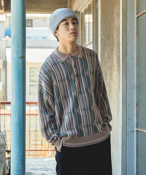 niko and...（ニコアンド）の「グランパニットポロ（ニット/セーター・メンズ・ダークブラウン/ベージュ/ネイビー/グレー・MEDIUM/LARGE）」の14枚目の写真