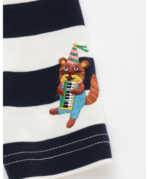 kladskap（クレードスコープ）の「【コロボックル】ボーダー長袖Tシャツ（Tシャツ/カットソー・キッズ・グレー/ネイビー・120cm/110cm/90cm/100cm/80ｃｍ/130cm）」の4枚目の写真