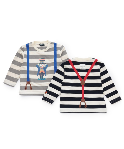 kladskap（クレードスコープ）の「【コロボックル】ボーダー長袖Tシャツ（Tシャツ/カットソー・キッズ・グレー/ネイビー・120cm/110cm/90cm/100cm/80ｃｍ/130cm）」の10枚目の写真