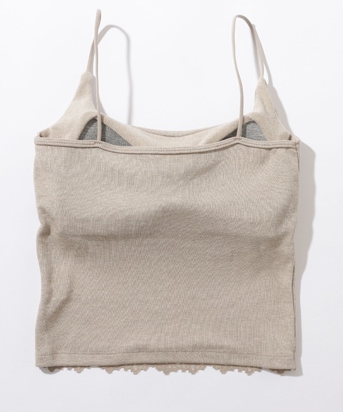 Lace Ladies(レースレディース)の「レース ドッキング ソリッドカラー クロップド丈 薄裏起毛 ブラトップ(キャミソール・レディース・グレー/グレイッシュベージュ/ブラック/ホワイト・FREE)」の17枚目の写真