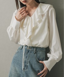 SENSE OF PLACE by URBAN RESEARCH | Vネックラッフルブラウス(シャツ/ブラウス)