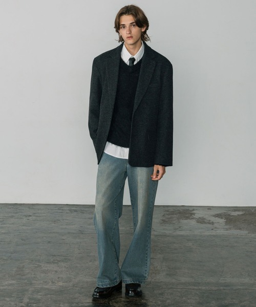 LURAKU（ルラク）の「【LURAKU】Wool Over Tailored Jacket / ウールライクテーラードジャケット（テーラードジャケット・メンズ・グレー/ブラウン・MEDIUM/LARGE）」の4枚目の写真