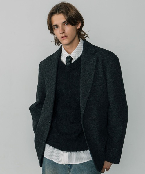 LURAKU（ルラク）の「【LURAKU】Wool Over Tailored Jacket / ウールライクテーラードジャケット（テーラードジャケット・メンズ・グレー/ブラウン・MEDIUM/LARGE）」の6枚目の写真